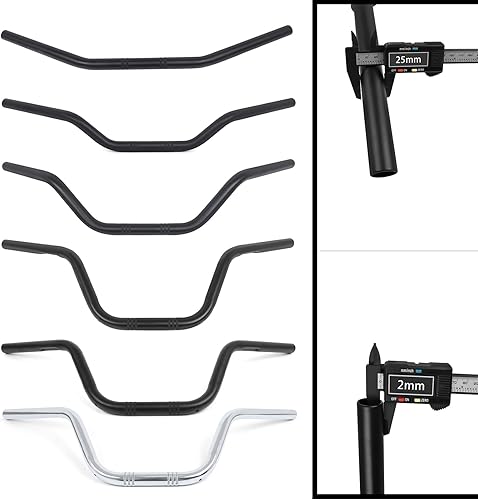 Miniatura 7 de Colgador de motocicleta de 1 pulgada 0.984 in Ace Cafe Racer Clubman manillar manillar barra compatible con Harley Sportster XL883 XL1200 (negro en