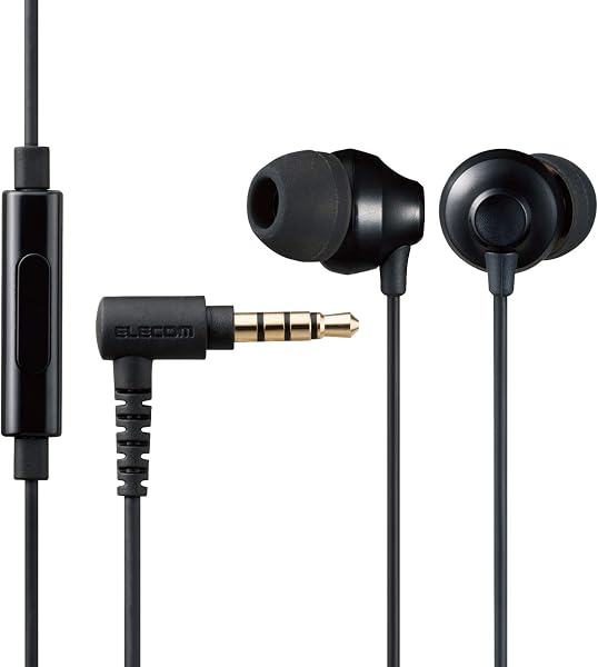 エレコム(ELECOM) ステレオイヤホン カナル型 φ3.5mm マイク付 Fast Music F12C φ10.0mm ブラック EHP-F12CMBK - 1