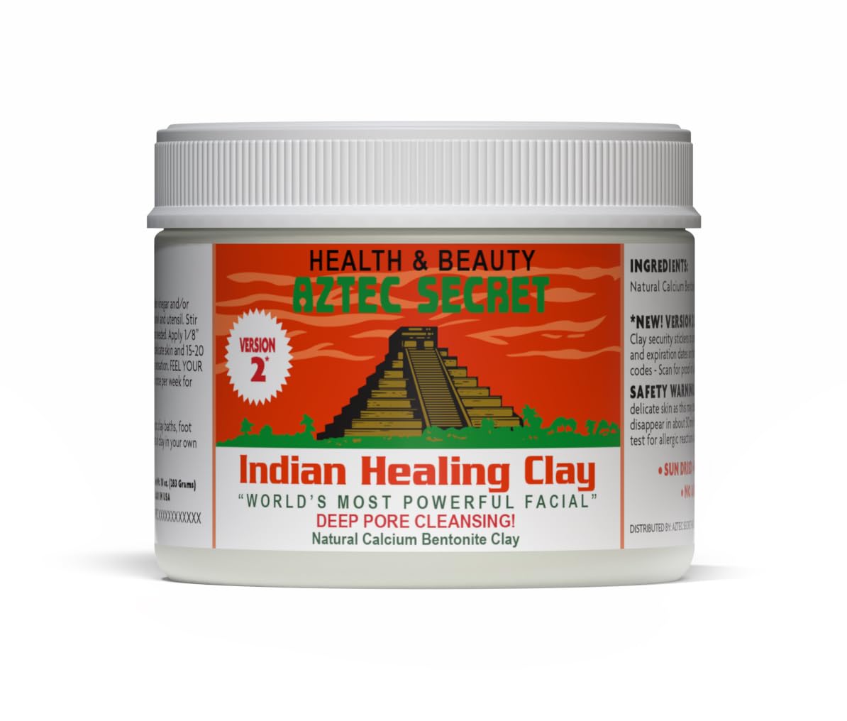 Aztec Secret - Indian Healing Clay 10oz Jar - Deep Pore Cleansing Facial & Body Mask – The Original 100% Natural Calcium Bentonite Clay