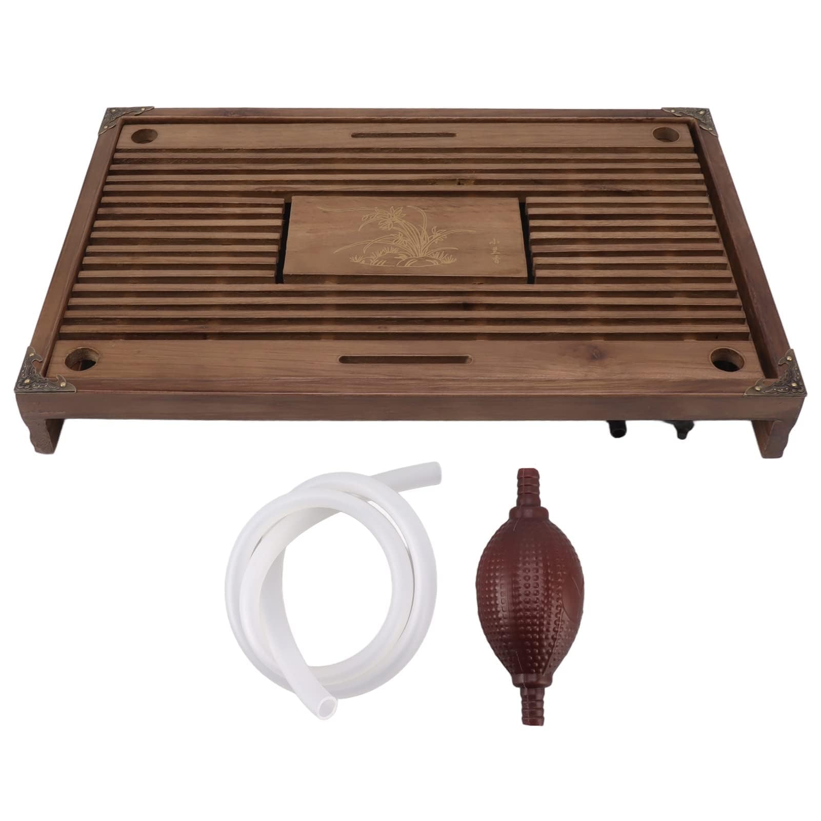 Gongfu Teetablett, Japanisches Teetablett Chinesische Klassische Teeservierplatte Wasseraufbewahrung Drainage für Home Office Teehaus (Braun)