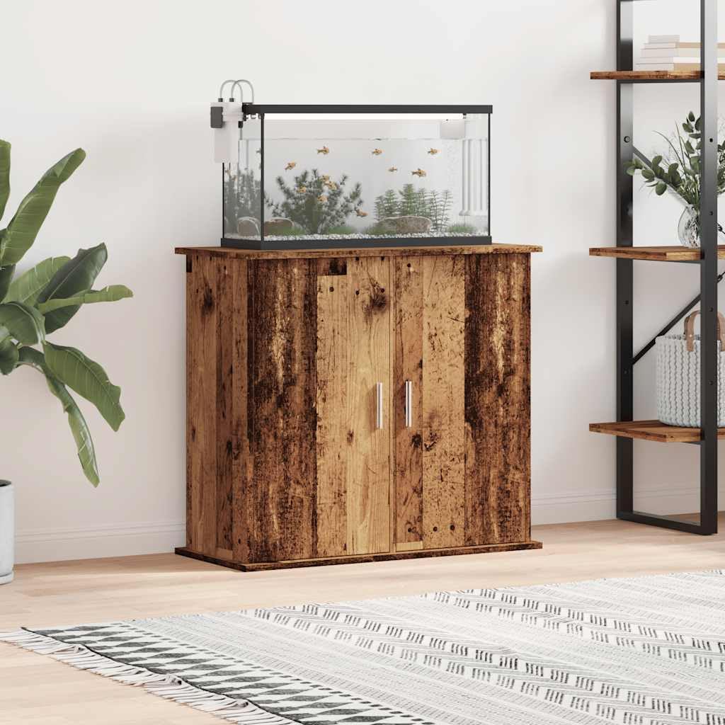 Soporte para acuario, aspecto de madera antigua, 81 x 36 x 73 cm, material de madera, espacio de almacenamiento para acuarios y terrarios, muebles elegantes para salón, oficina, pasillo