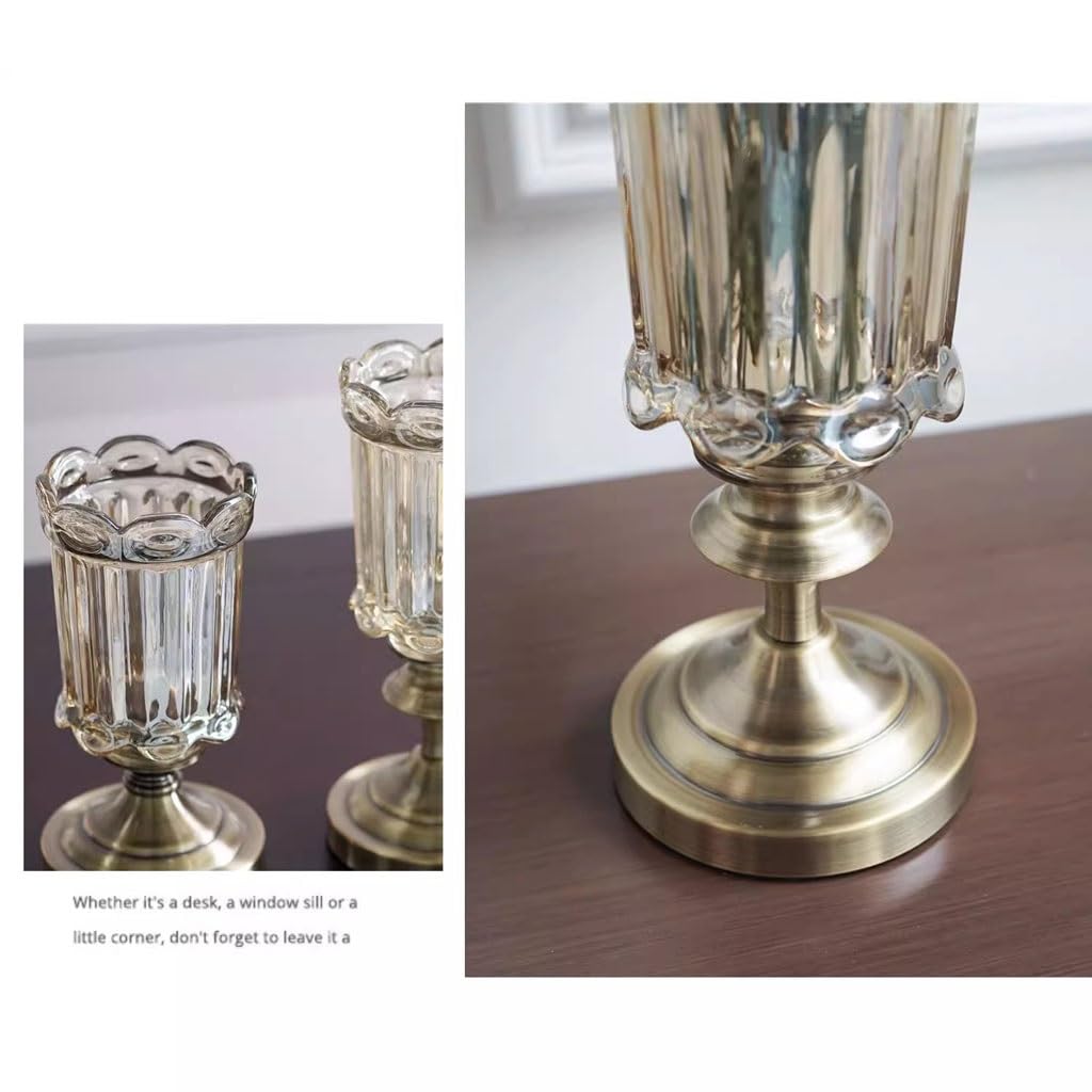 Vaso Vaso di vetro di lusso classico europeo leggero ornamenti composizione floreale tavolo da pranzo vaso retrò decorazione del desktop Vaso In Ceramica(M)