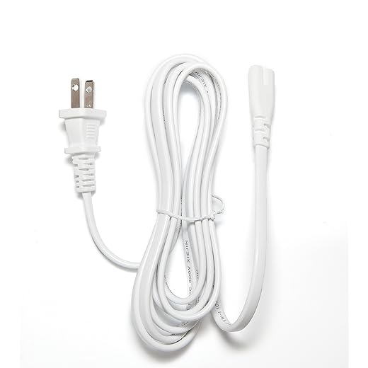 Omnihil (White) 5 Feet AC Power Cord Compatible with Brother CS-6000i Computerized Sewing MAC Hine