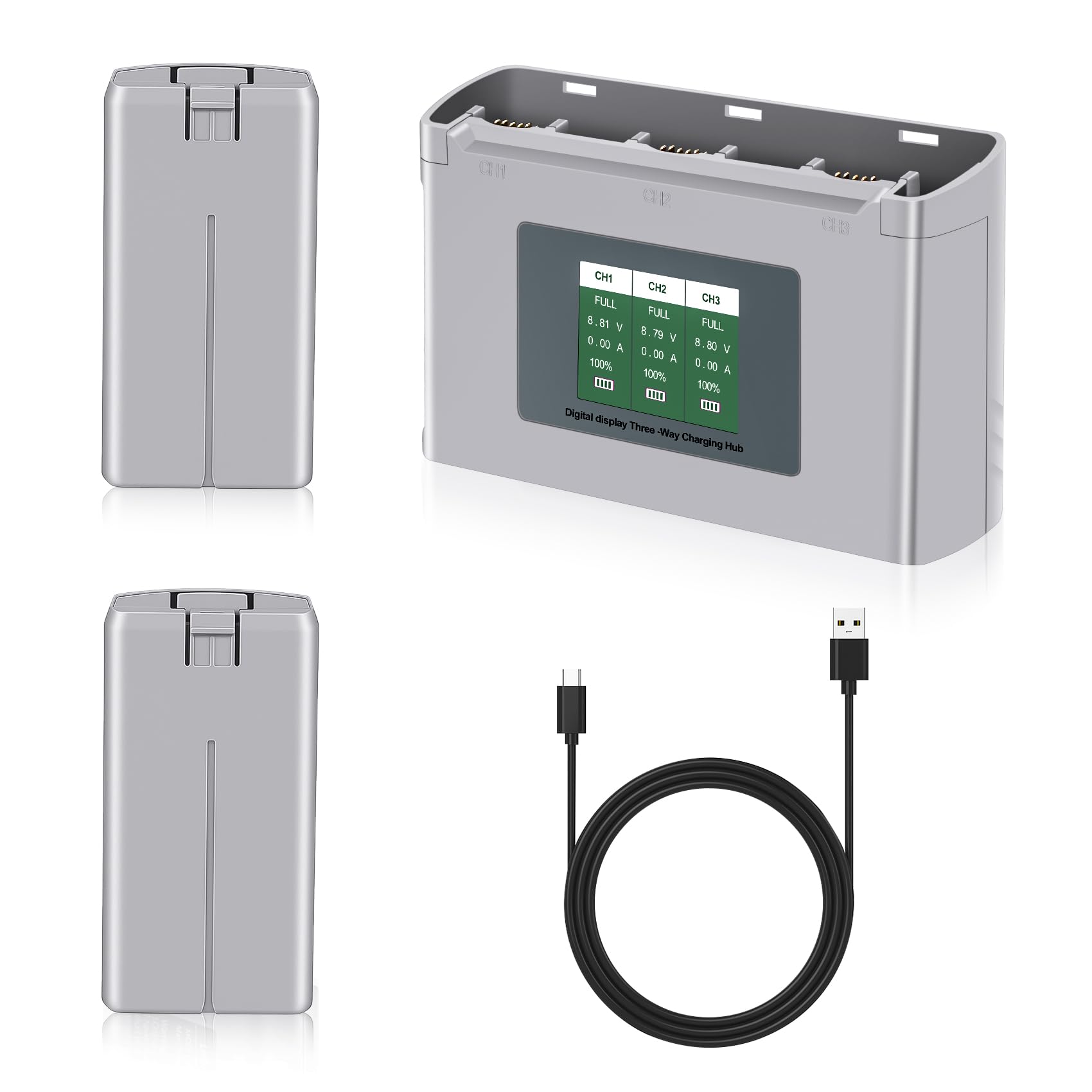 Styvra Mini 4K/2 Series Intelligent Flight Battery (2-Pack) with Three-Way Charging Hub with Color LCD Display,2400mAh for 31 Mins Max Flight,Compatible with DJI Mini 2/2 SE/SE/4K