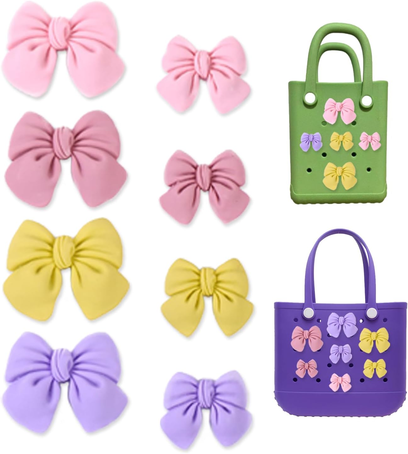 Trendy Bow Charms for Bogg Bag Charms, Cute Bowknot Shoe Charms, Accessories for Bogg Beach Bag Decoration Trendy Bow Charms for Bogg Bag Charms, Cute Bowknot Shoe Charms, Accessories for Bogg Beach Bag Decoration