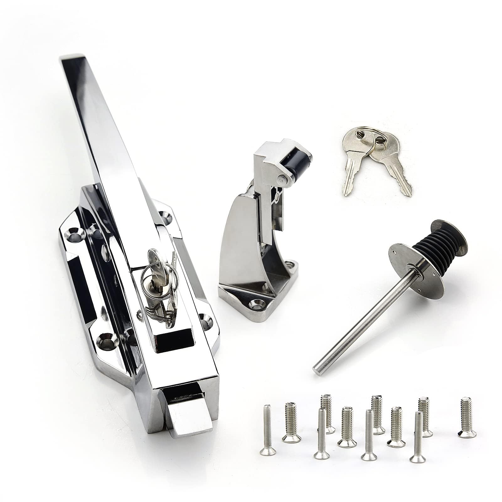 Walk-in Cooler/Freezer Door Handle Latch Kit - 3.5" Base, Zinc Alloy, Includes Interior Release Handle