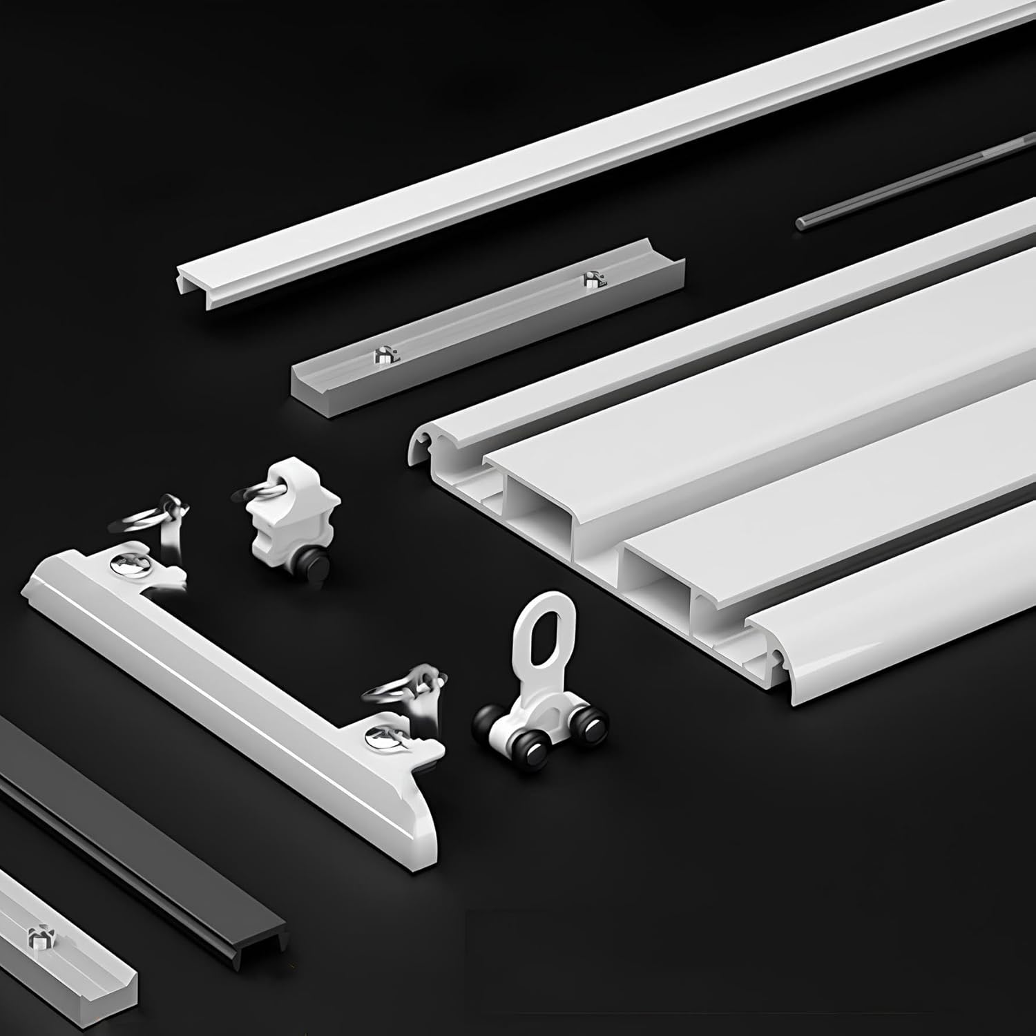 Heavy-Duty Ceiling-Mounted Aluminum Alloy Dual Curtain Track System for Living Room and Bedroom - Space Division Rails Privacy Style