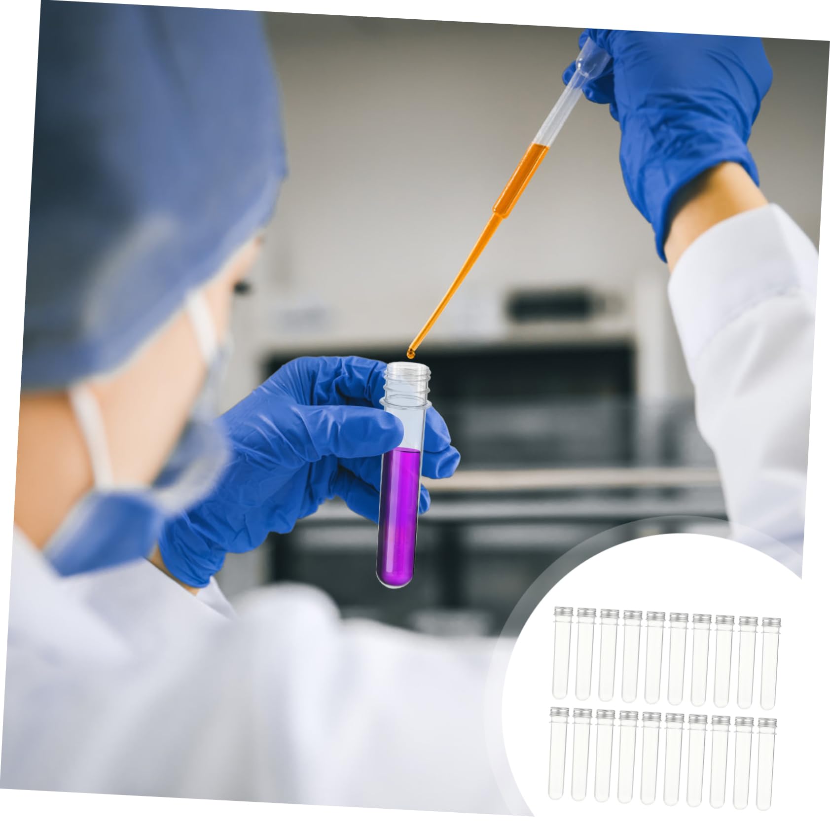 HOMOCONO Bath Salt Jars 20pcs Plastic Test Tube Bottles with Screw Caps Tiny Tube Storage