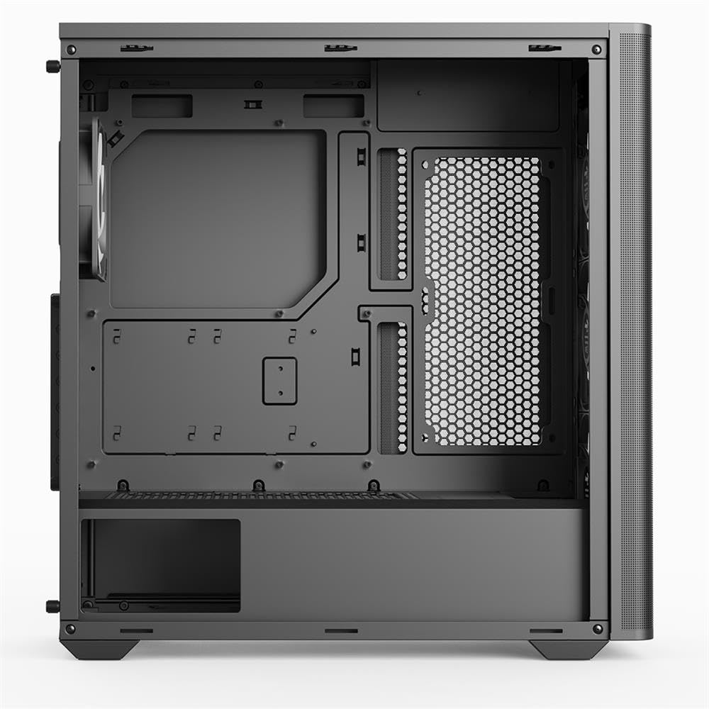 AeroCool D301A Mid-Tower Case, Gaming PC, Airflow ottimizzato, pannello frontale in rete in legno, design sottile, con 4 ventole RGB, compatibile con schede madri ASUS e MSI M-ATX, USB Type C, nero