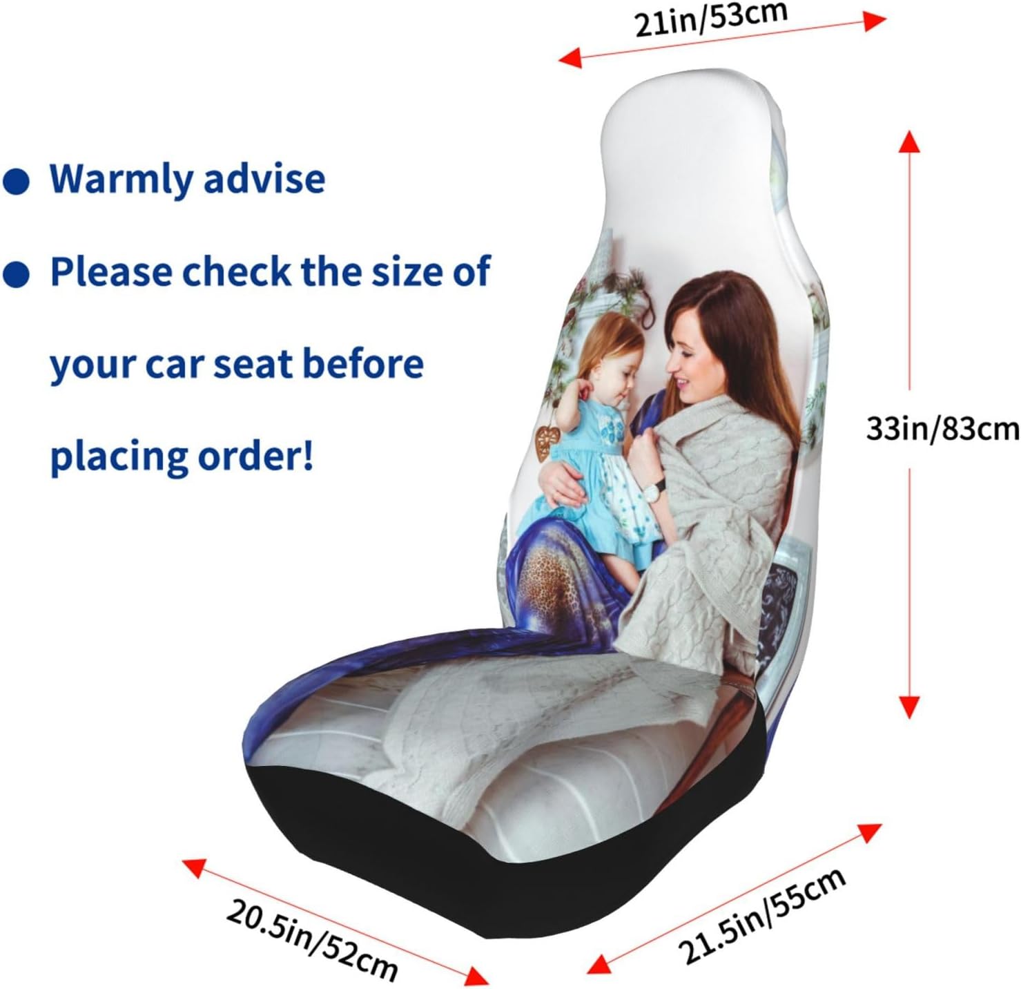 Custom Car Seat Cover for Cars Front Seats，Personalized Seat Protector Case with Image Logo Text（2pcs） Elastic Soft Auto Interior Decor Accessories Universal Fits for Truck Van Sedan SUV