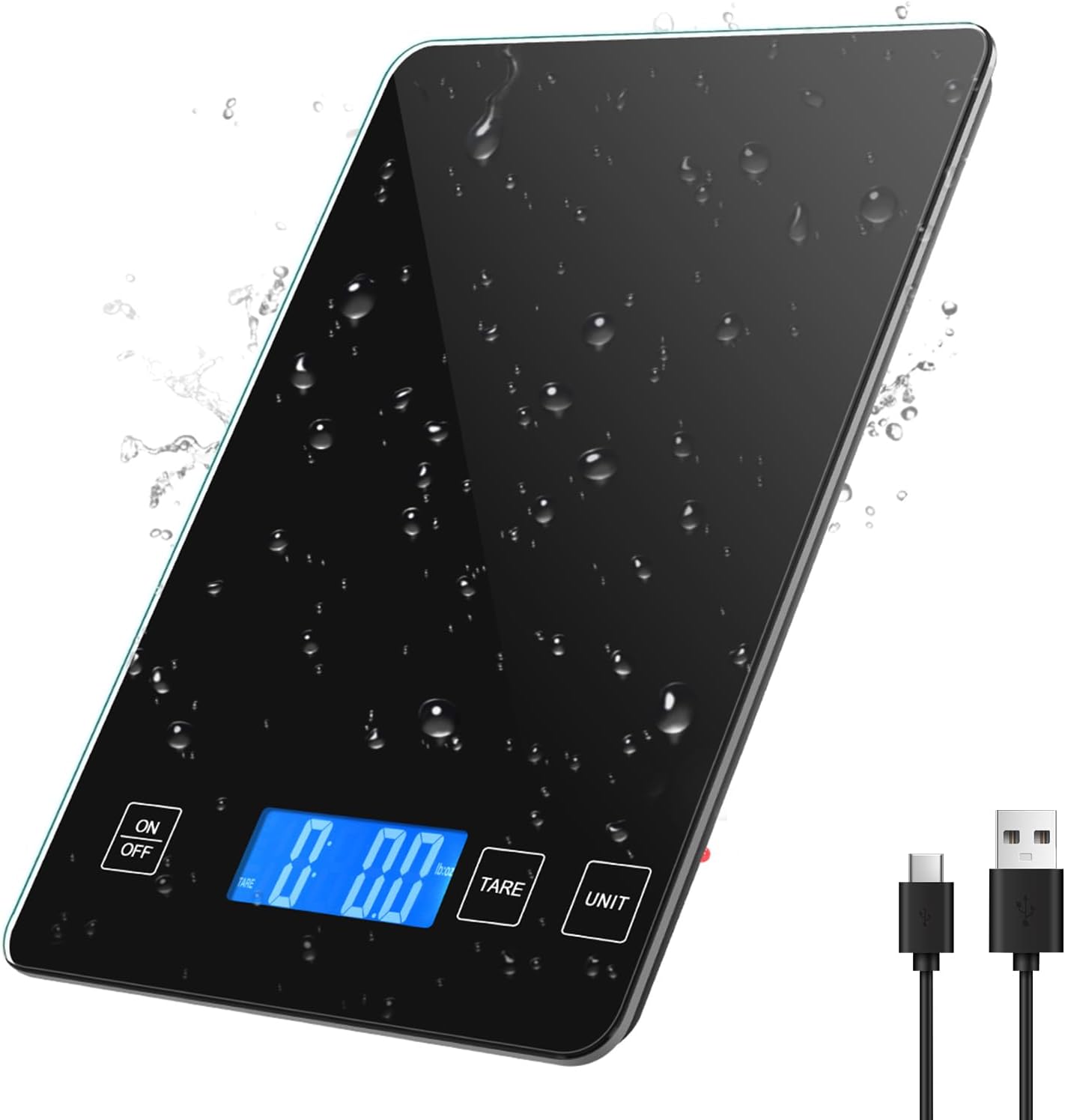 Digital Coffee Scale, 10kg/22lb Food Scale, 1g/0.1oz Precise Graduation, Waterproof Tempered Glass Platform, High Accuracy Multi-Function Scale for Cooking Baking