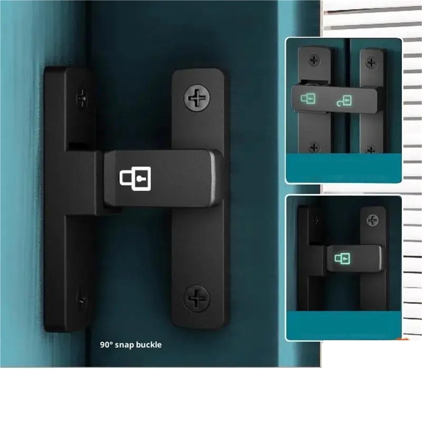 Pestillo de seguridad for interior, cerradura puerta sin perforar, hebilla corredera baño, a presión, habitación montada en superficie, 2 uds Para Cocina Baño