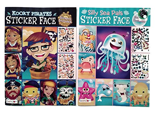 Silly SEA PALS and KOOKY Pirates, Sticker FACE Activity Books , (2 Books)