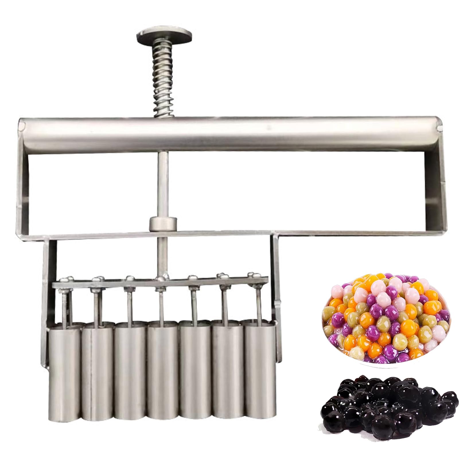 RKXKJ Manual Tapioca Pearl Maker Machine, Tapioca Pearls Dispenser, Stainless Steel Material, 8,9,10 Holes Stuffing Divider, For Homemade Desserts And Bubble Tea, Taro Ball 8-hole