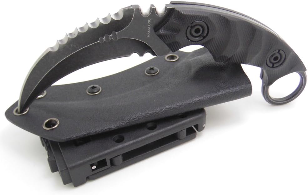 Outdoor Survival Claw D2 steel G10 handle Sharp Fixed Blade Knife with Kydex Sheath (Stone wash Version-kydex Sheath)