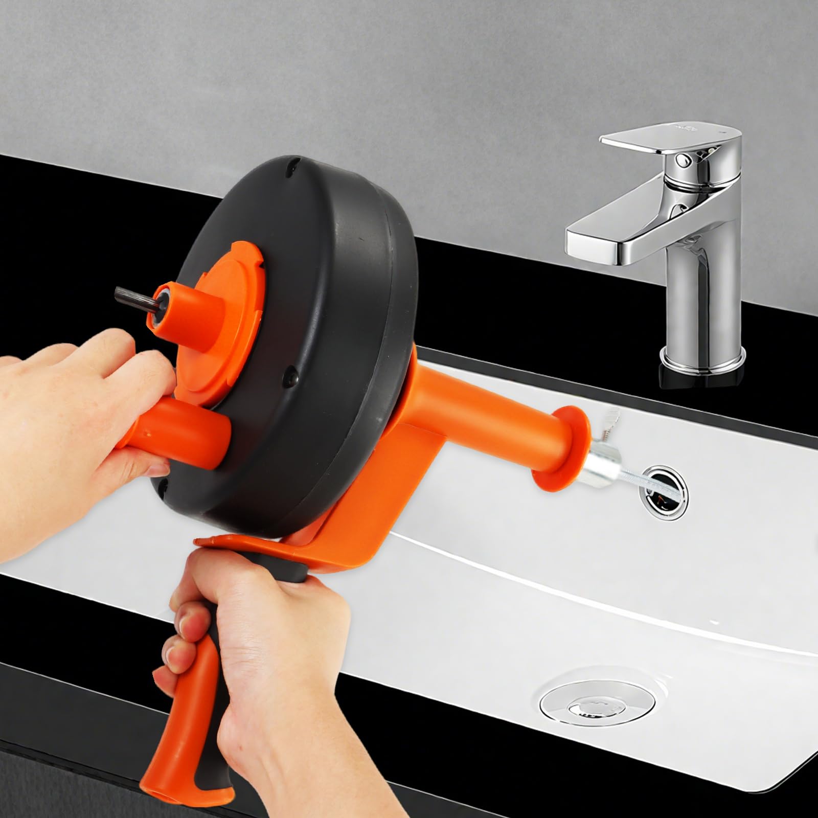 Rohrreinigungsspirale 13M, Abflussreiniger Spirale für Rohrreinigung, Wiederverwendbar Abflussspirale Rohrspirale mit Wasserdichte Handschuhe,Kann an eine elektrische Bohrmaschine angeschlossen werden