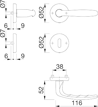 Hoppe Roissy Handle Set on Round Rosette, 3066849
