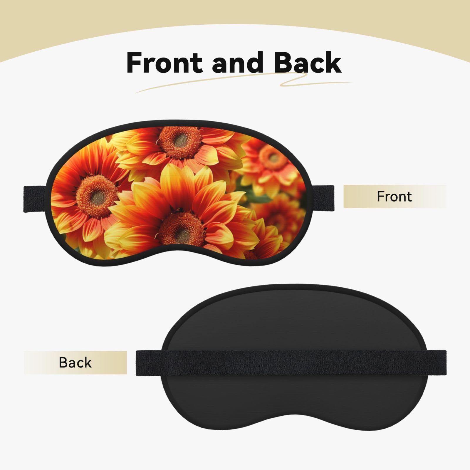 Sleep Mask for Side Sleeper Silk Sleeping Eye Masks with Elastic Strap Super Soft Eye Sleep Shade Cover Orange Sunflower Blackout Night Blindfold for Women Men Travel