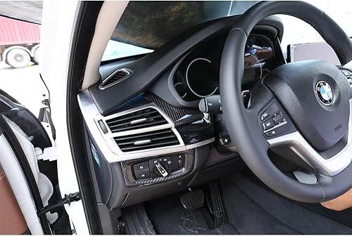 Miniatura 4 de YIWANG - 2 paneles de fibra de carbono para decoración de salpicadero de coche para BMW X5 F15 X6 F16 2015-2018