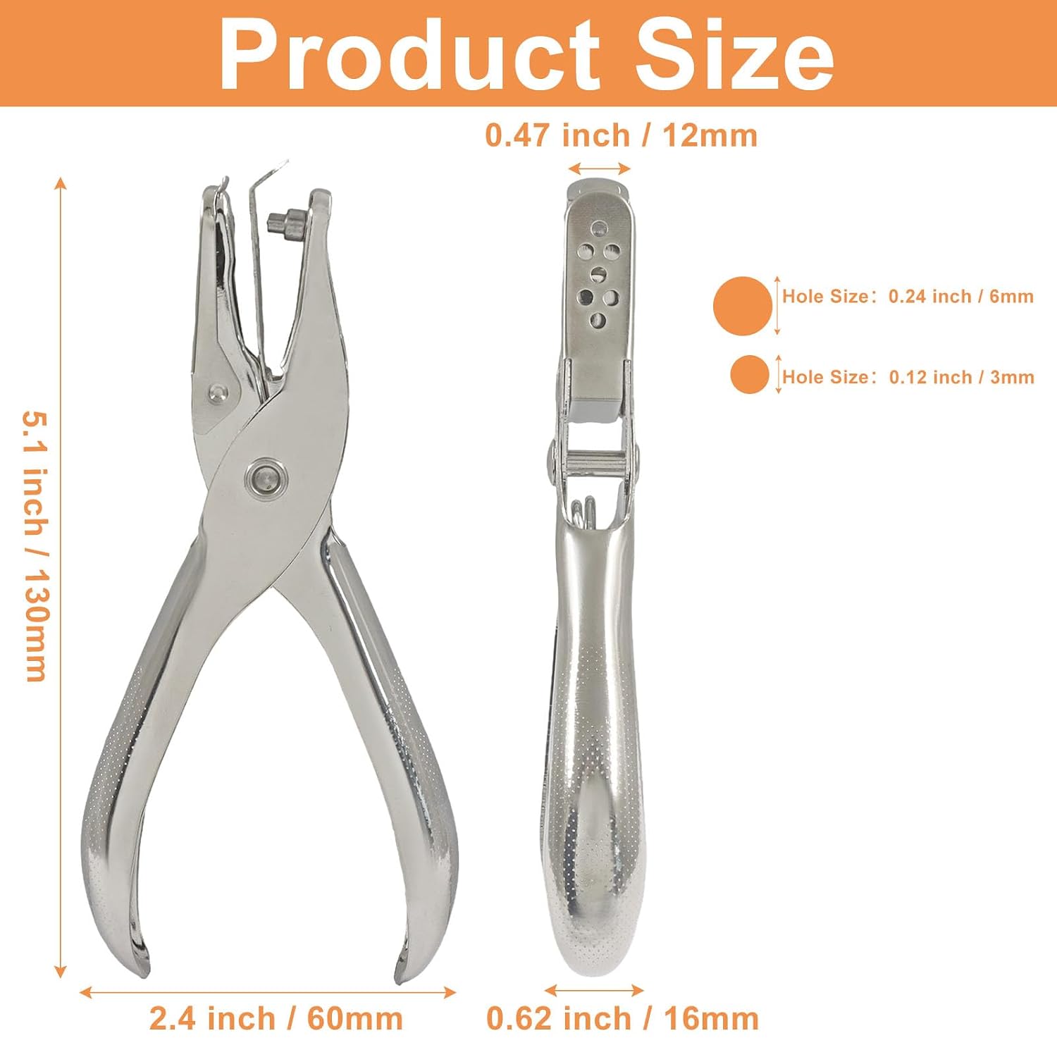 Bonsicoky Single Hole Punch, Set of 2, 1/8 Inch and 1/4 Inch
