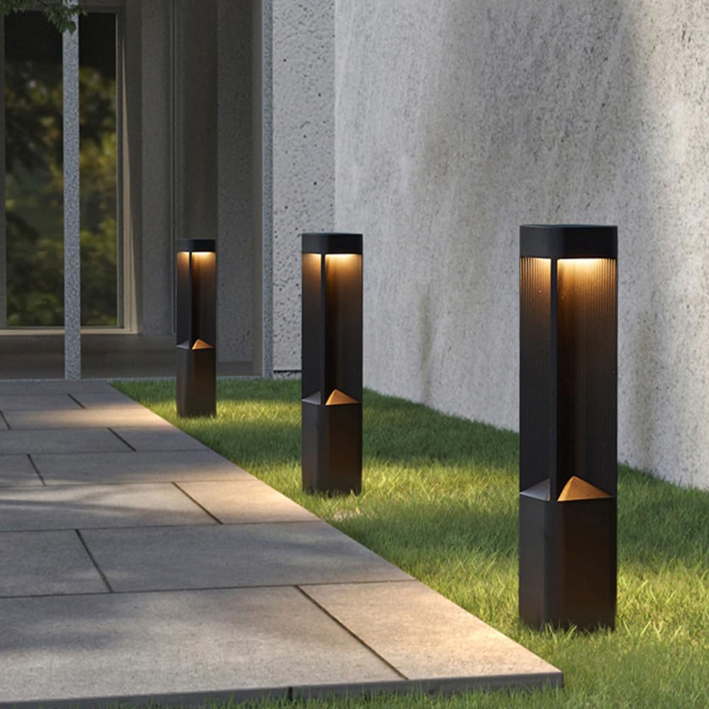 Nowoczesna lampa solarna do ścieżek ogrodowych 5W LED z ciepłym światłem i wodoodporną obudową aluminiową IP65, lampa solarna do ścieżek, czarna kwadratowa lampa ogrodowa do drzwi przednich/tylnych, t
