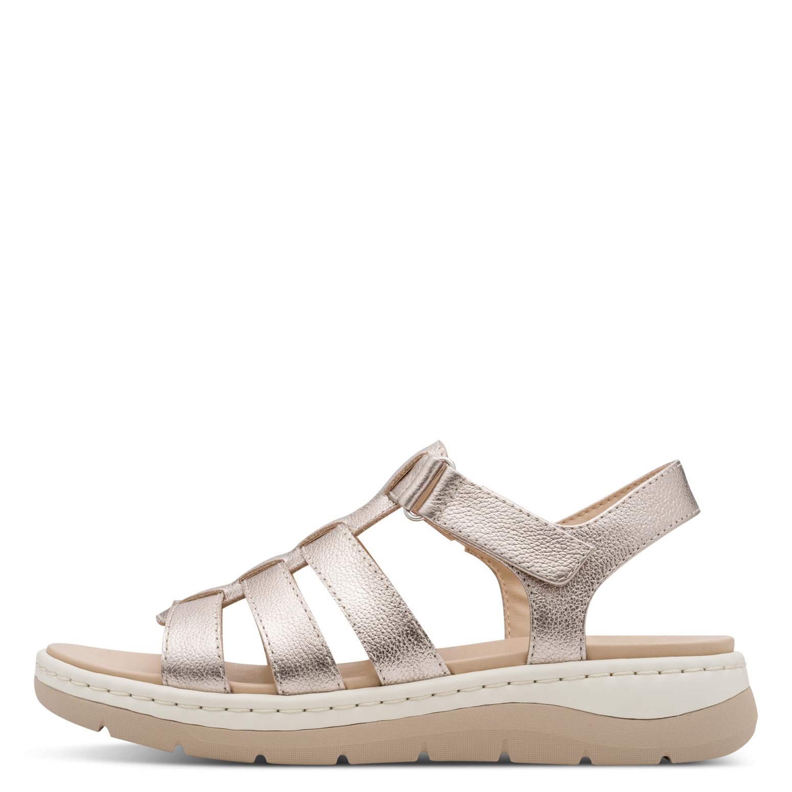 Jana Softline Leather Wedge/Plat Sand 8-28710-46, Sandalias Planas Mujer