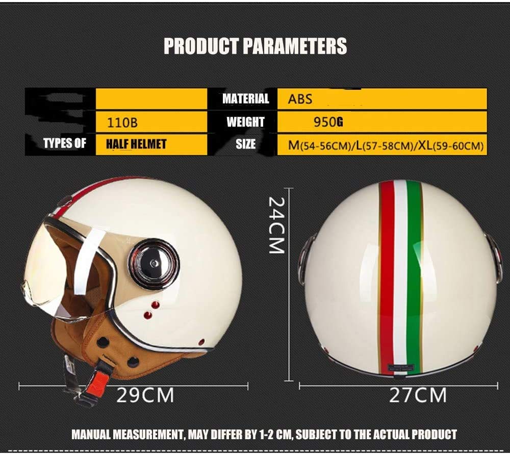 Retro Motorcycle Helmet ScooterHelmet Cruiser Mofa Chopper Bobber