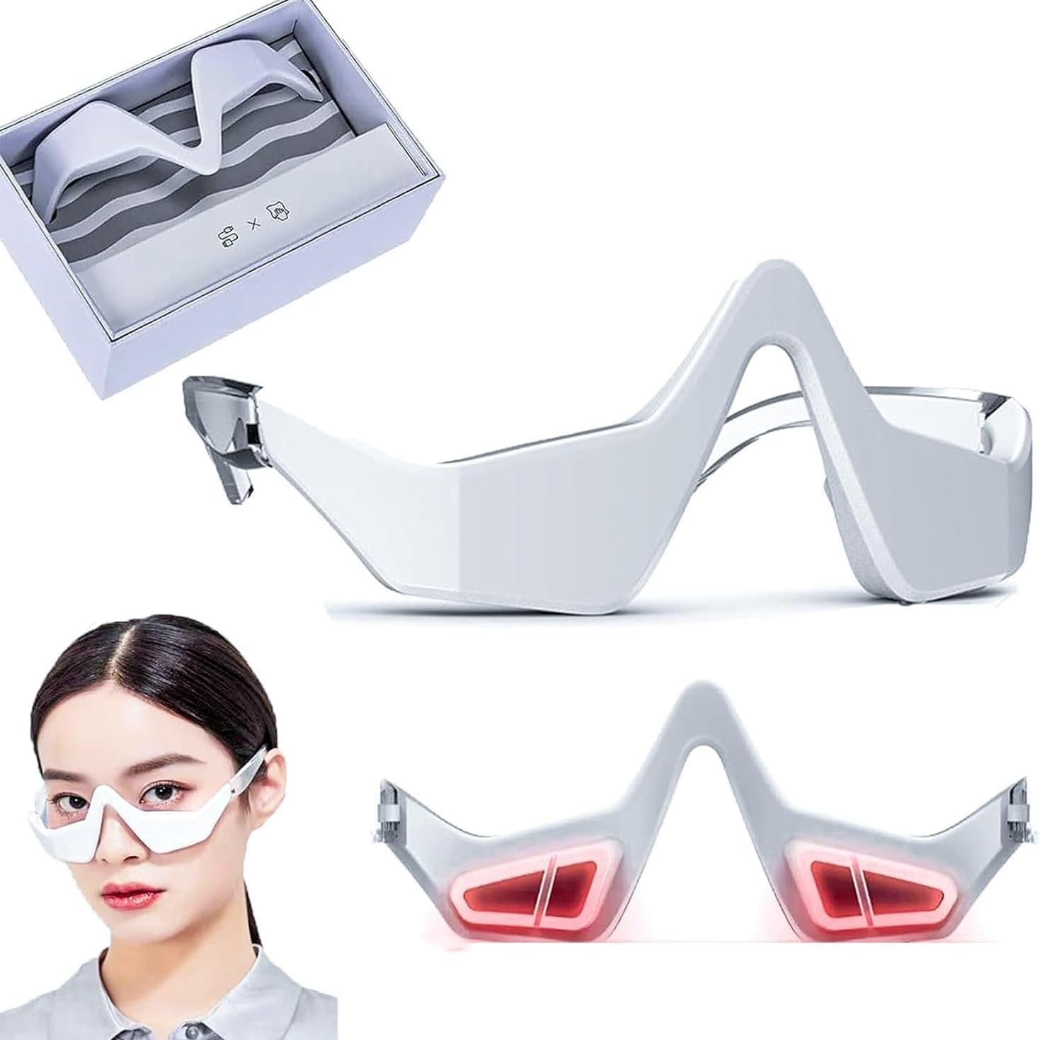 GlowEyes Pro - 2-in-1 Rotlichttherapie + EMS zur Beseitigung von Augenringen Augenmassagegerät mit Rotlichttherapie Reduziert Schwellungen und Falten um die Augen