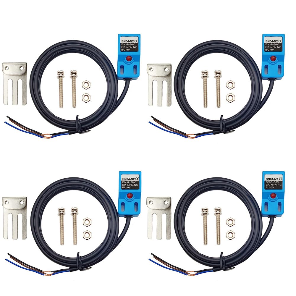 SN04-N2 NPN NC Inductive Proximity Sensor Normally Close Detection Approach Switch with SN Bracket (Blue, 4 Pack)