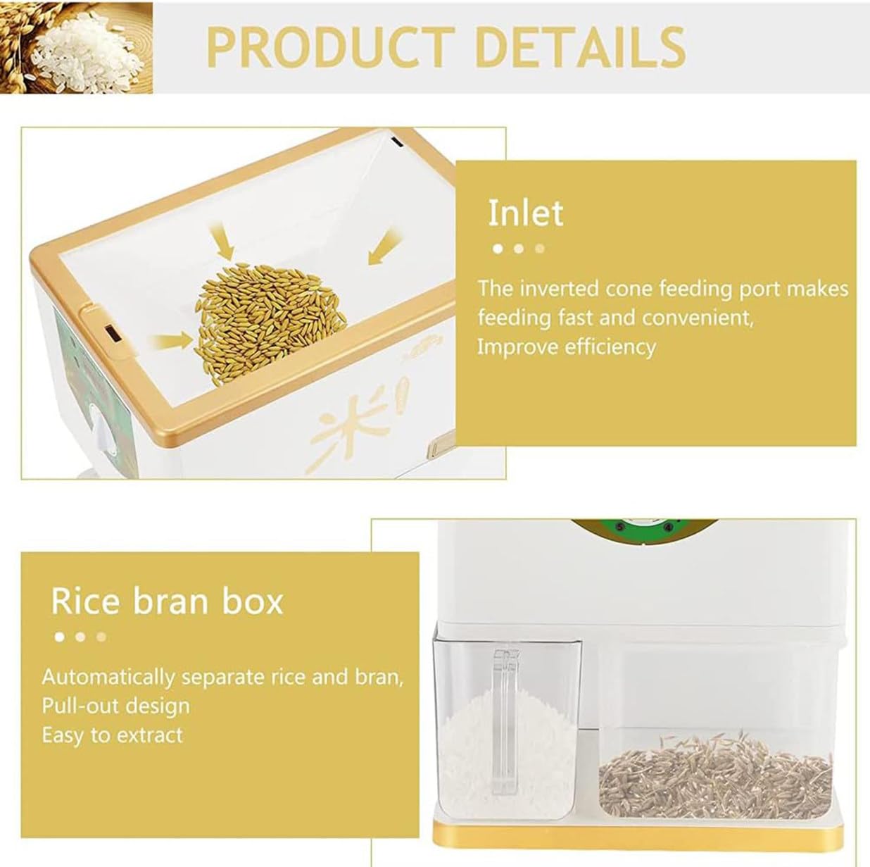 Smerigliatrice elettrica per riso e fresatrice, 8 ingranaggi automatico per sbucciare grano e riso, smerigliatrice per cereali ad alte prestazioni per riso marrone chiaro e germe, funzionamento