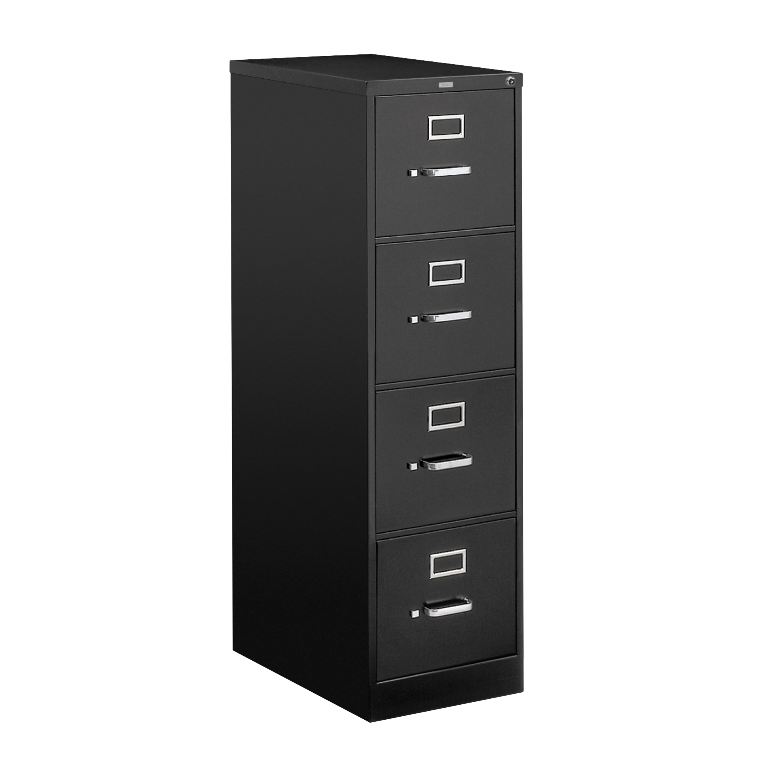 HON 4 Drawer Vertical File Cabinet with Lock, Metal Filing Cabinets with 4-Drawers for Hanging Files and Letter Files, 25" Deep, Black