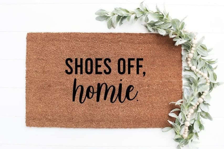 Shoes Off Homie - Tapete de interior duradero para puerta delantera, tapete de entrada, antideslizante, absorbente, resistente a la suciedad, para