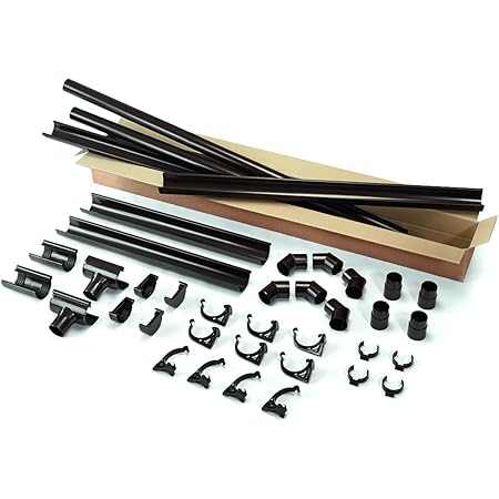 INEFA Dachrinnen Set Terrasse/Carport, 1 Dachseite, halbrund Dunkelbraun 5m - NW100, Kunststoff, Regenrinne, Rinne, Dachrinne für Pultdach, Fallrohr, Komplettset, Zubehör