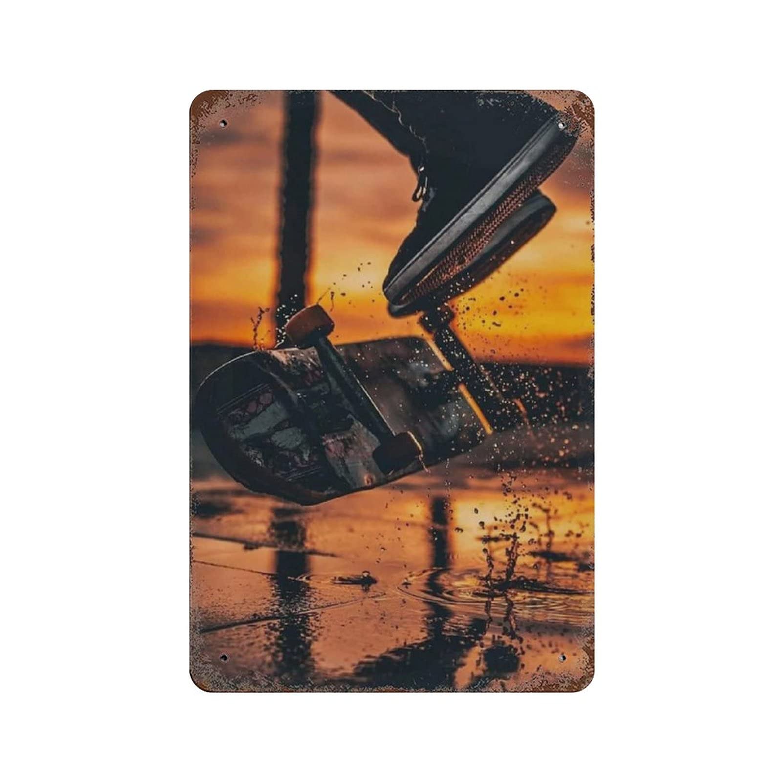 Metal Tin Sign Cool Skateboard Vintage Tin Poster Metal Sign Wall Decoration Country Kitchen Home Garage Decor 12"x8"