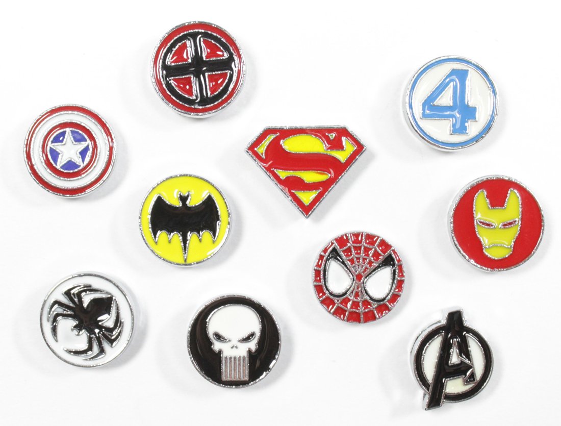 Colorful Poultry Leg Bands for Home Chicken Coops, Identification Bands for Chickens, Ducks, Geese, and Turkeys, Superhero Charms (Set of 10)