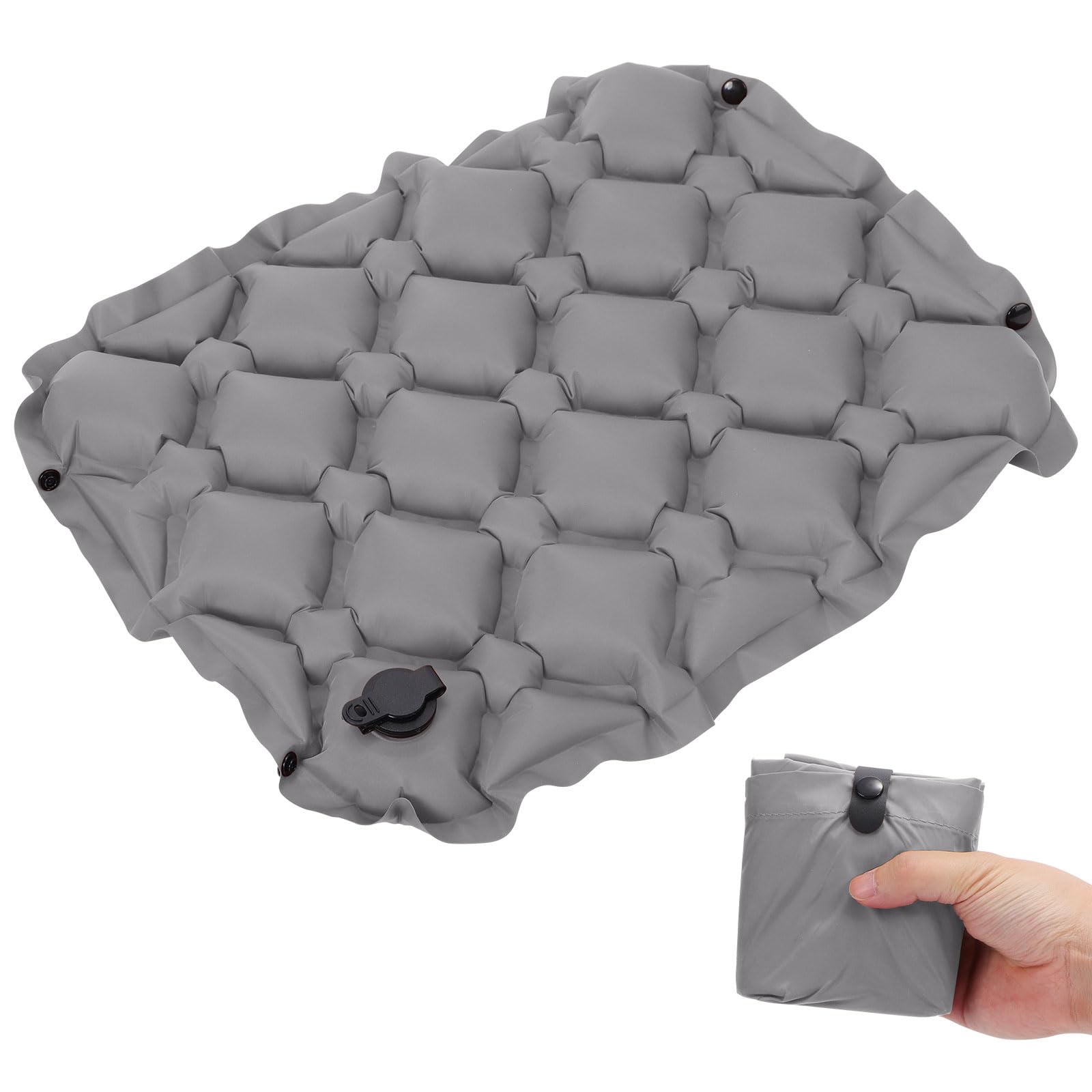 Fjquamitix Gray Inflatable Seat Cushion Lightweight Stadium Seat Pad Travel Air Seat Cushion For Hiking Office Airplane Stadium Car (Gray)