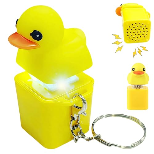 Duck Quacking Fidget Toy - Duckys Duck Keychain with Quacking Sound & Colorful Lights, Portable Duck Quacking Keychain for Stress & Anxiety Relief - Yellow