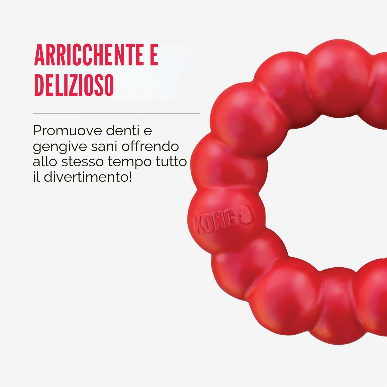 KONG Ring Giocattolo Da Masticare Per Cani Gomma Naturale Resistente Salute Dentale Taglia Media Piccola