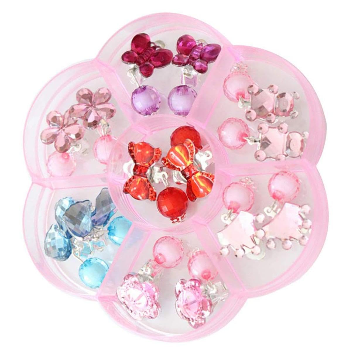 GARVALON Fashionable Clip-on Earrings Girls 7 Pairs Set Acrylic Little Kids Accessory for Dress-up Parties