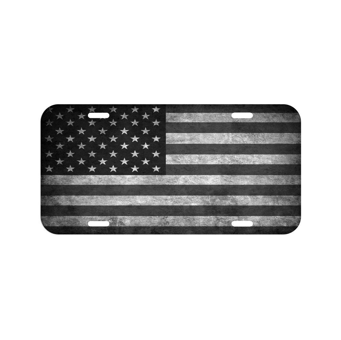 EZ CUT PRO American Flag Black White Vehicle License Plate Front AUTO TAG USA Made Truck