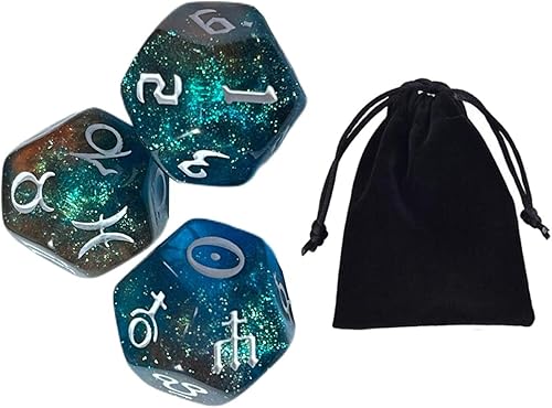 3 dados astrológicos acrílicos, dados de constelación, dados poliédricos para juegos de mesa de mesa, estilo D