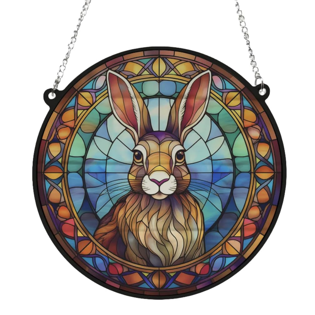 Image Industry Hare Stained Glass Effect Suncatcher - Garden Gift - Animal Lovers - Hare Lovers (13Cm)