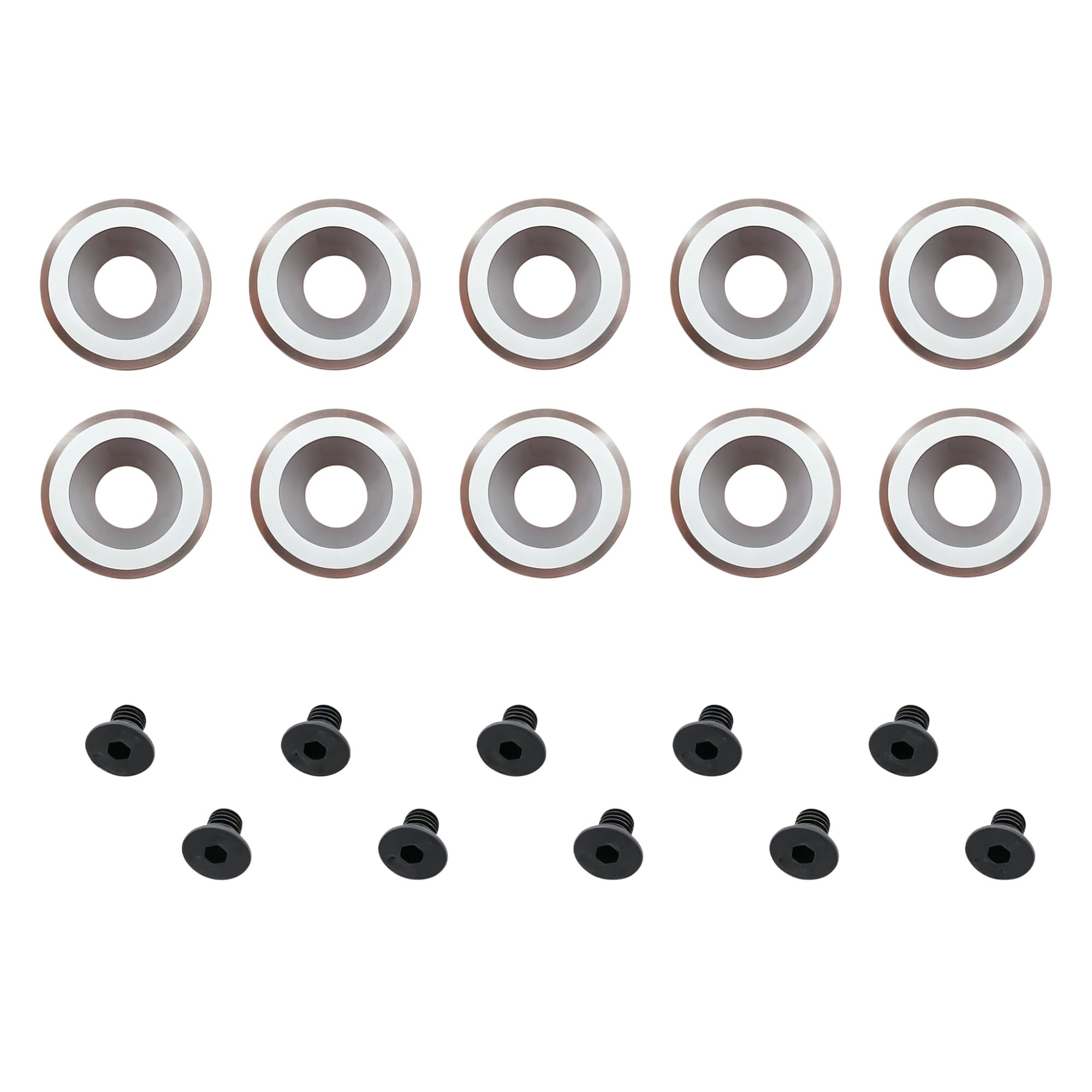 20pieces/Set Round Carbide Inserts for Wood Turning Lathe Tools, Replacement Cutters with Screws Kit(16x3mm-30° NR)