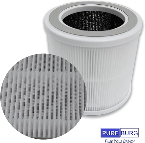 Miniatura 3 de PUREBURG Filtro de repuesto compatible con el purificador de aire FULMINARE PU-P07, paquete de 2 unidades de carbón activado HEPA H13 2 en 1 con