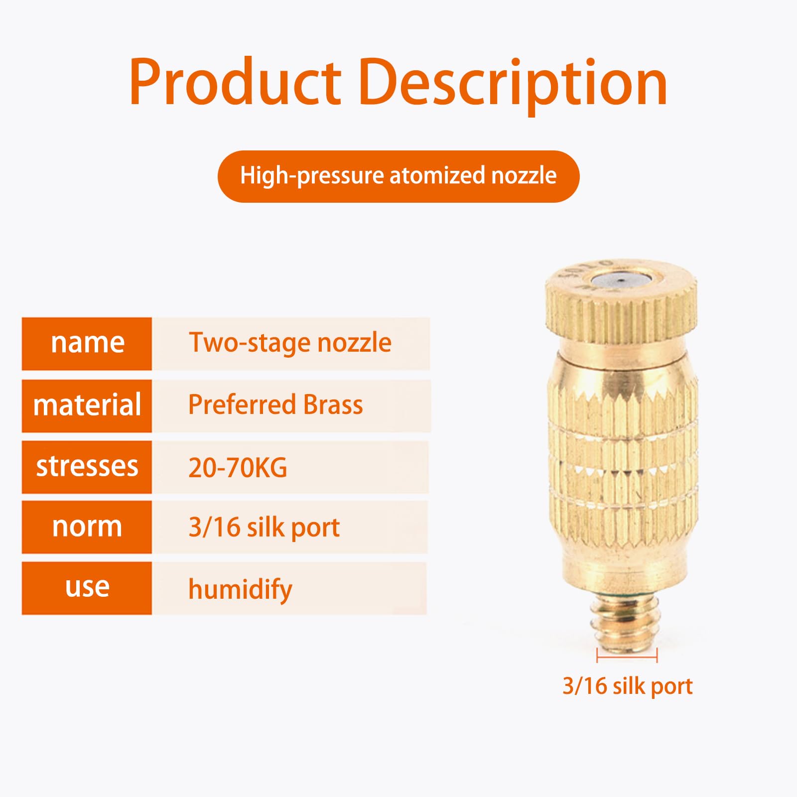 Buses de brumisation en laiton haute pression, tête de brumisation anti-goutte pour le refroidissement extérieur, les serres et l'aménagement paysager, filetage UNC 10/24, durable, lot de 20, diamèt
