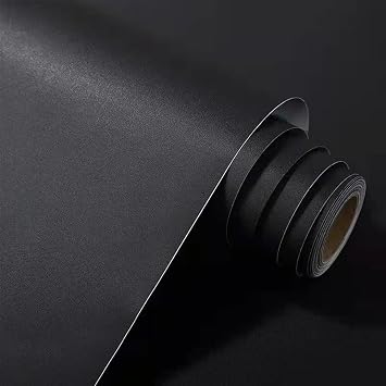 Solid Black Peel and Stick Wallpaper, Contact Paper Pure Color Wallpaper Self Adhesive Removable Textured Wallpaper for Decorative Walls Bedroom 15.7"x394", Black