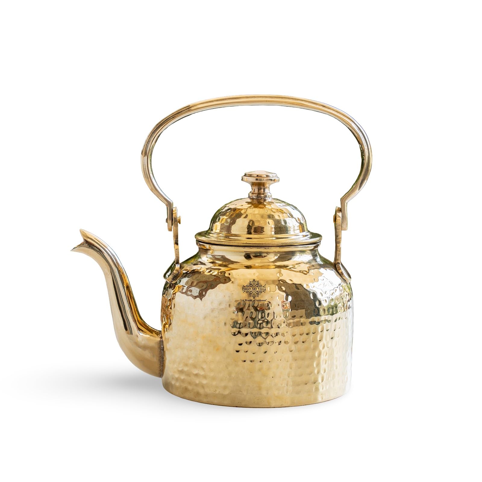 Pure Brass Tea Pot - Elegant Indian Art Villa Kettle -11 Pure Brass Tea Pot - Elegant Indian Art Villa Kettle -11
