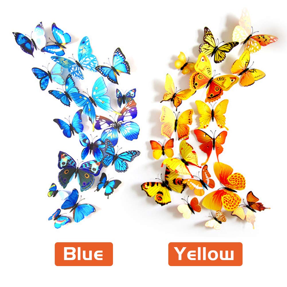 48 Stück 3D Schmetterling Aufkleber – Mit Magnet & Kleber, Bunte Wand-Deko