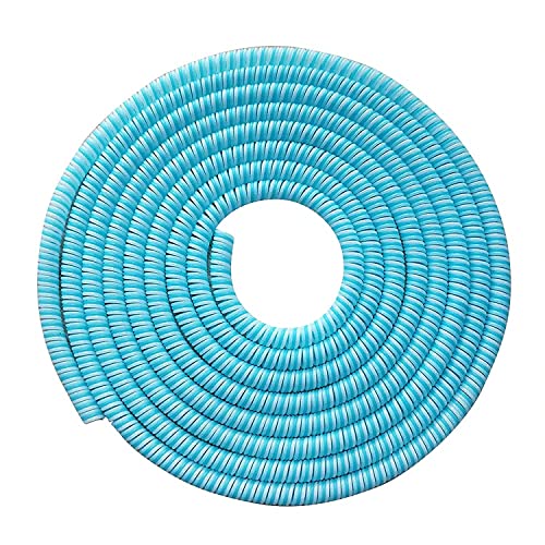 Image of J'TTON Spiral Triple Color (2 Pcs) 1.4 Meters Each-Full Size Cable Cord Charger Protector Saver Winder for iPhone & Android Charging Cables (Cyan)