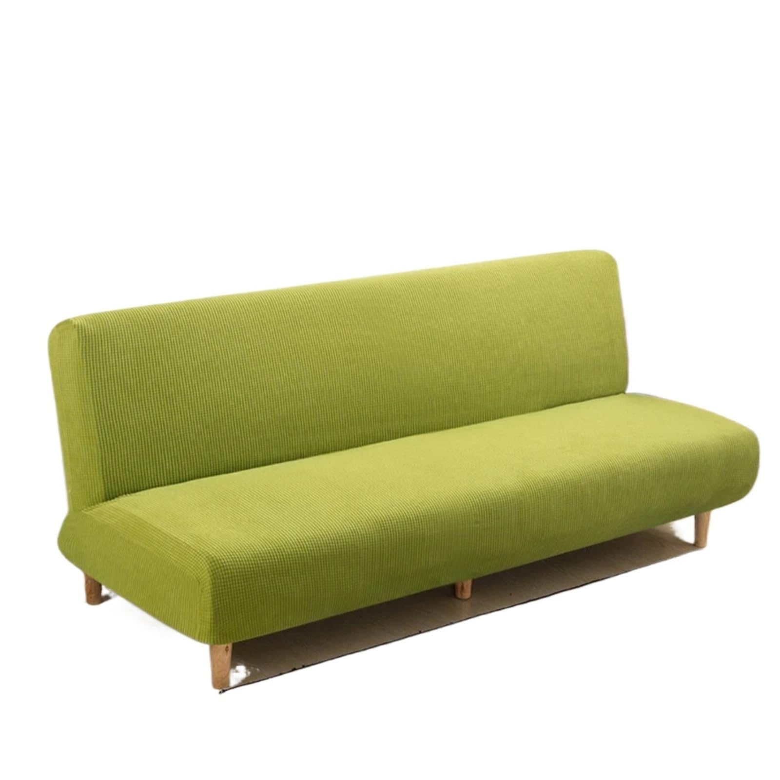 DHYUACN Armless Sofa Slipcover Polar Fleece Fabric Armless Sofa Bed Cover Without Armrest Big Elastic Folding Furniture Decoration(Green,L 190-210cm)